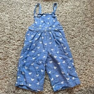Hatley Baby Girl Blue Butterfly Chambray Overall Romper Jumpsuit Size 3